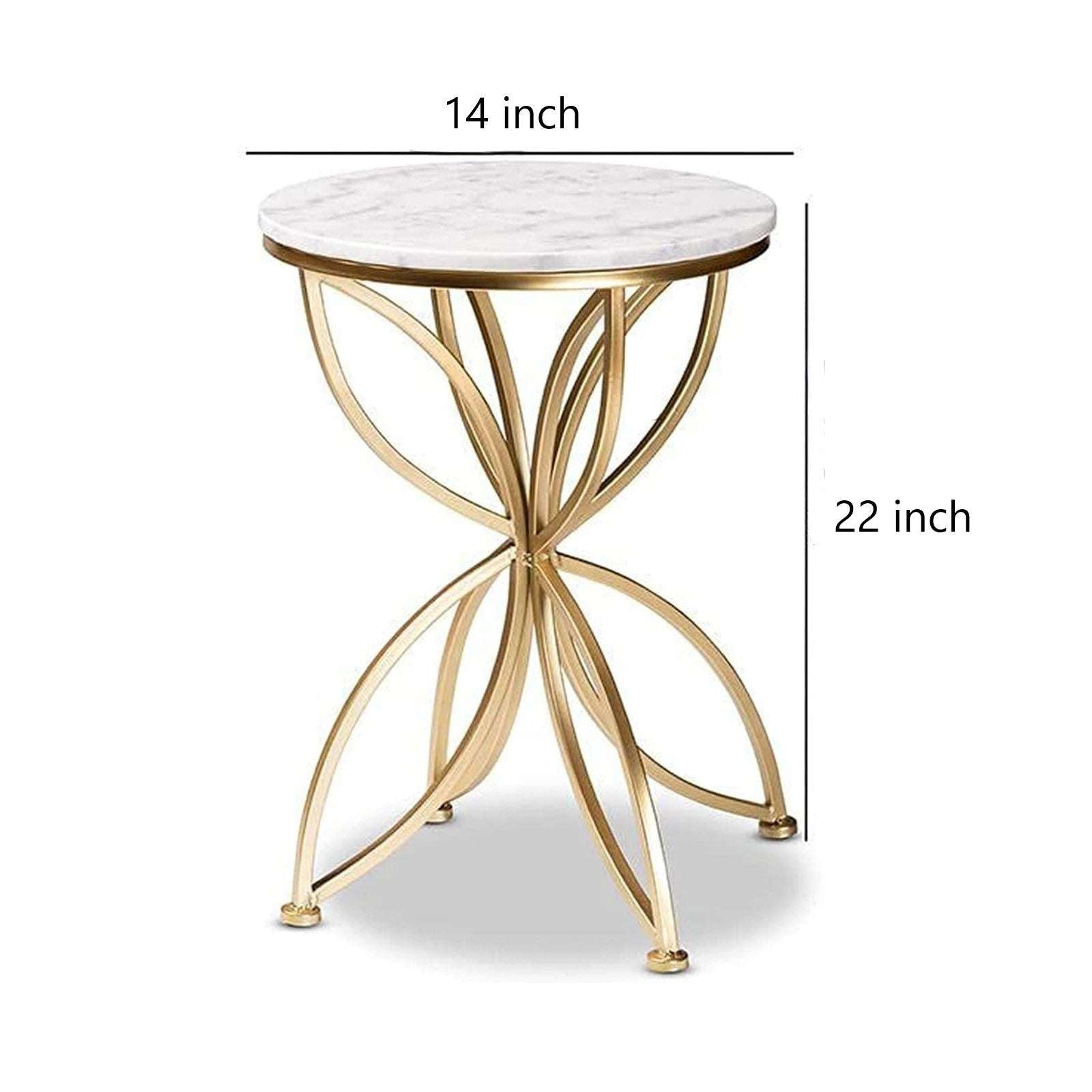 Golden Flower Side Table With Marble Top Writings On The Wall side table