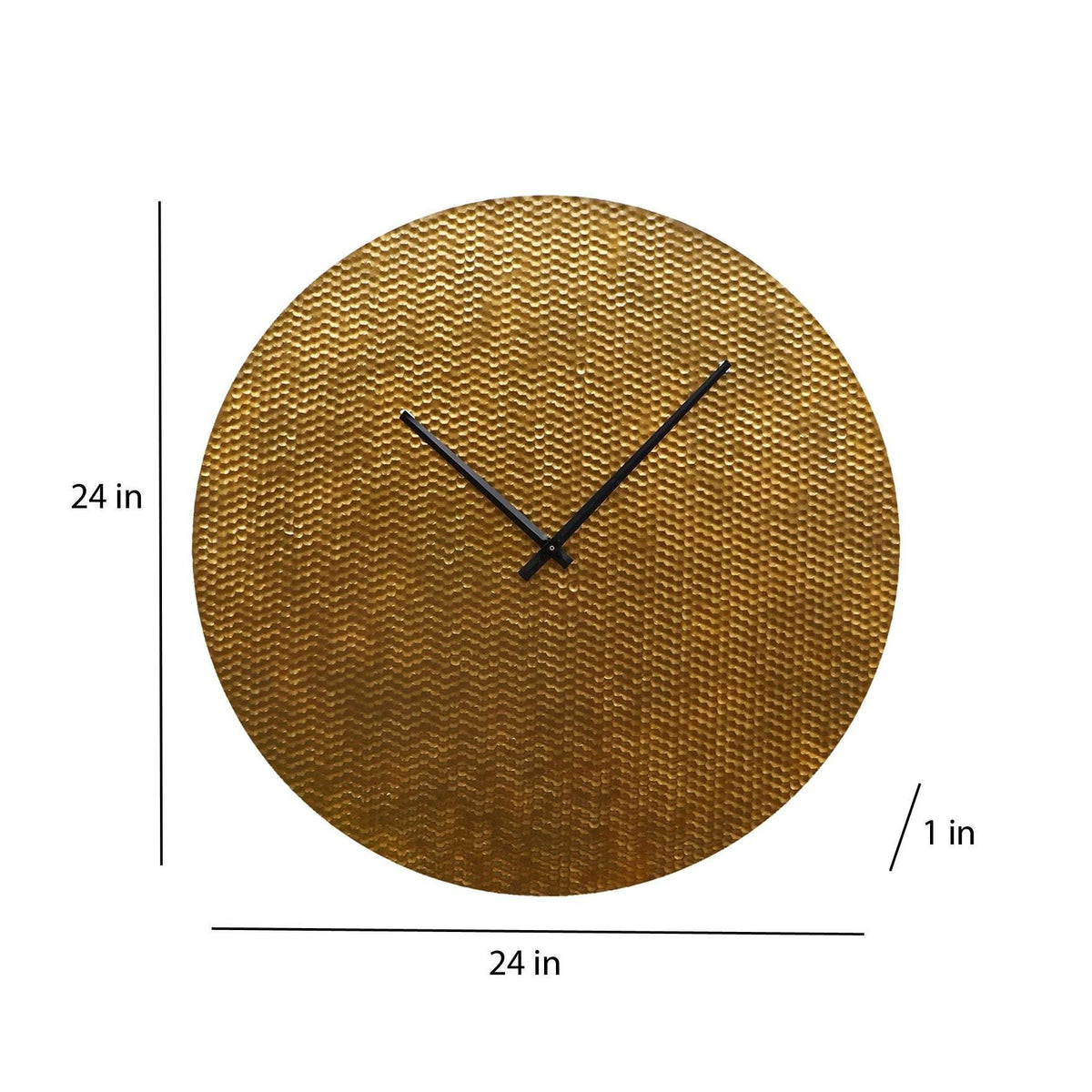 Golden Textured Designer Metal Wall Clock | Large Wall Clock – Writings ...