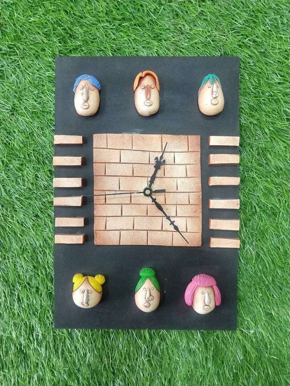 Sculptured Analog Wooden Wall Clock Writings On The Wall clock