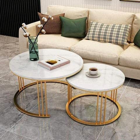 2-Tier Square Side Table with Marble Top