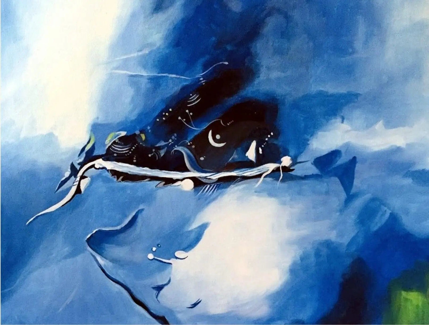 The Blue Heaven - Oil Painting on Canvas Oil Painting Writings On The Wall