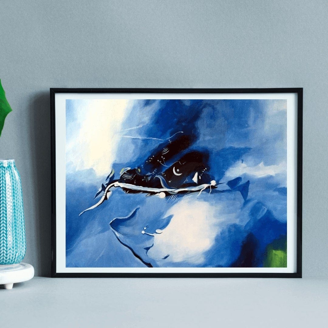 The Blue Heaven - Oil Painting on Canvas Oil Painting Writings On The Wall