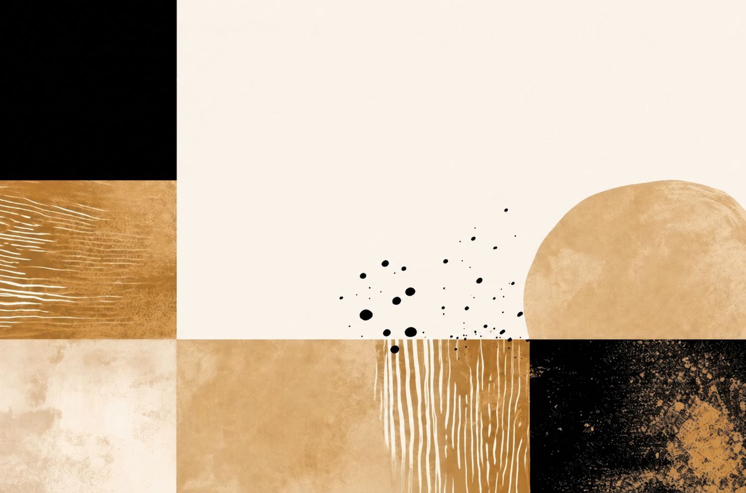 Beige and Black Geometric Abstract Painting - Art Print