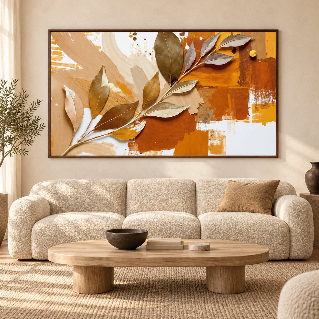 Sunburnt Ochre Botanical Abstract Painting - Art Print