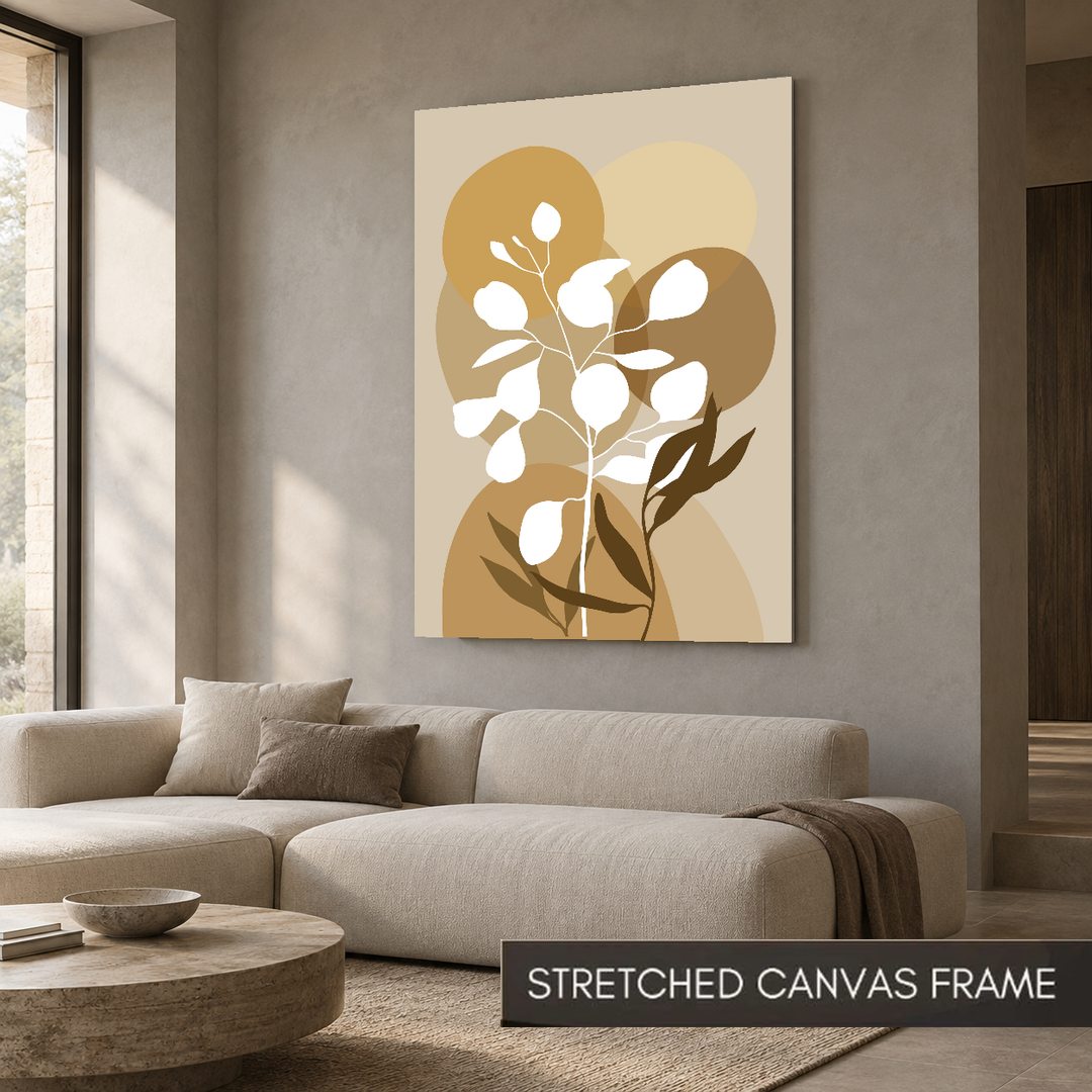 Neutral Botanical Silhouette Abstract Painting - Art Print