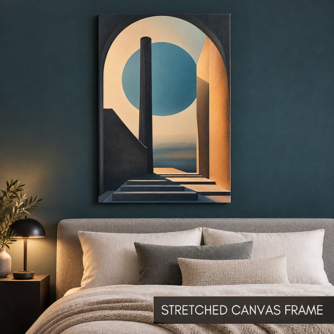 Teal Portal Geometric Architectural Painting - Art Print