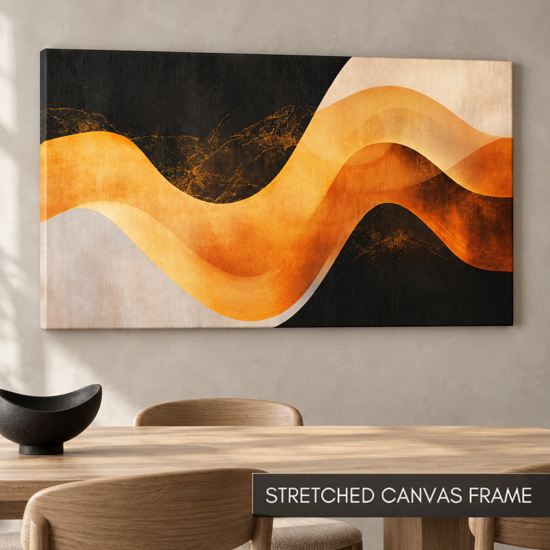 Amber Rhythm Modern Abstract Wave Painting - Art Print