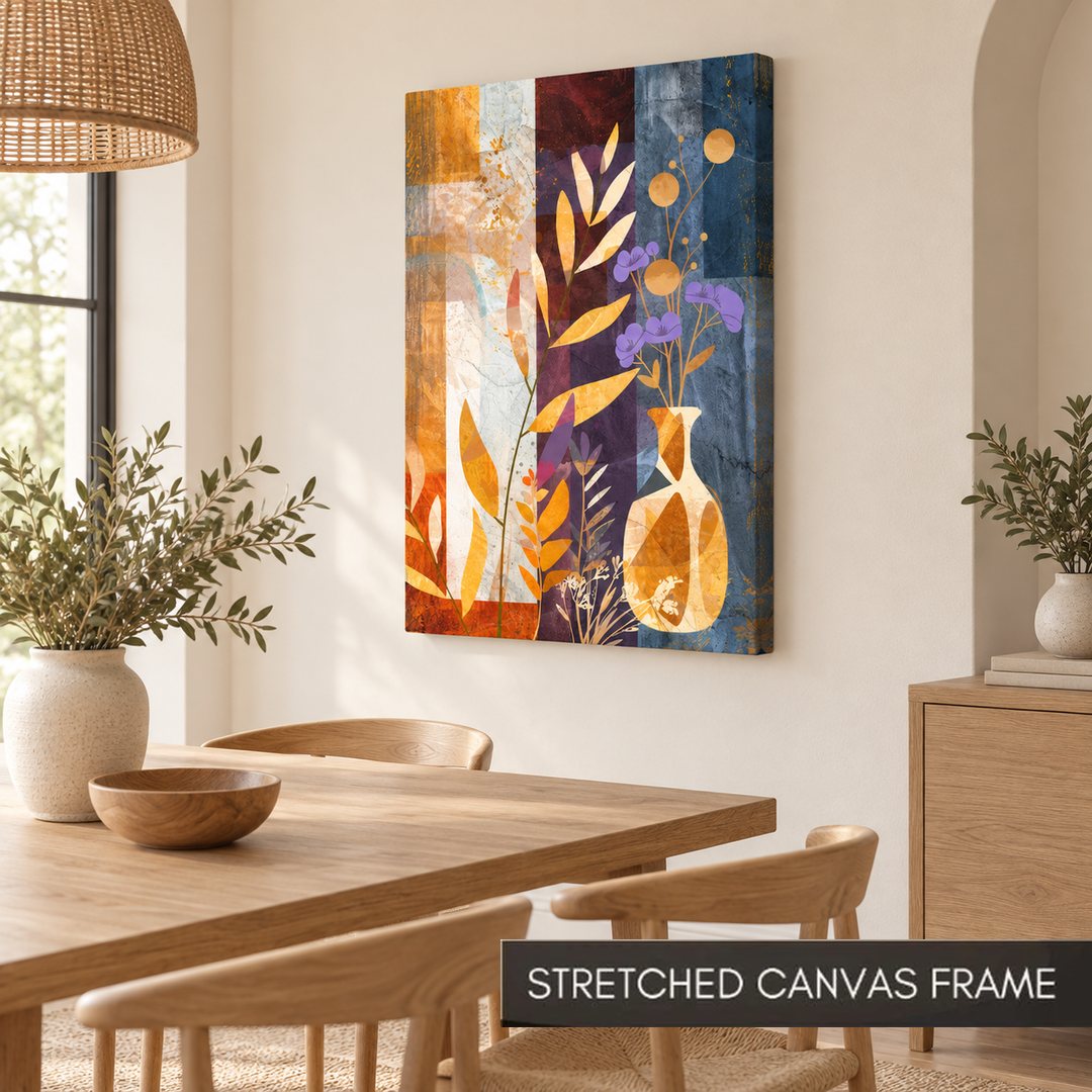 Botanical Mosaic Vase Abstract Painting - Art Print