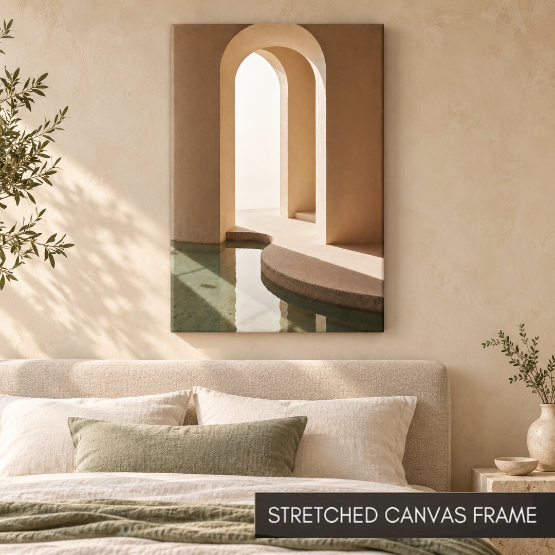 Sunlit Mediterranean Archway Architectural Painting - Art Print