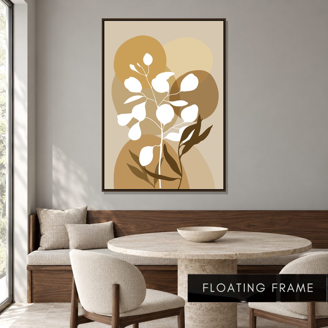 Neutral Botanical Silhouette Abstract Painting - Art Print