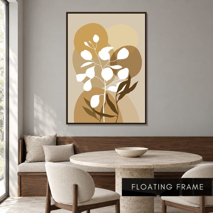 Neutral Botanical Silhouette Abstract art print in a floating frame
