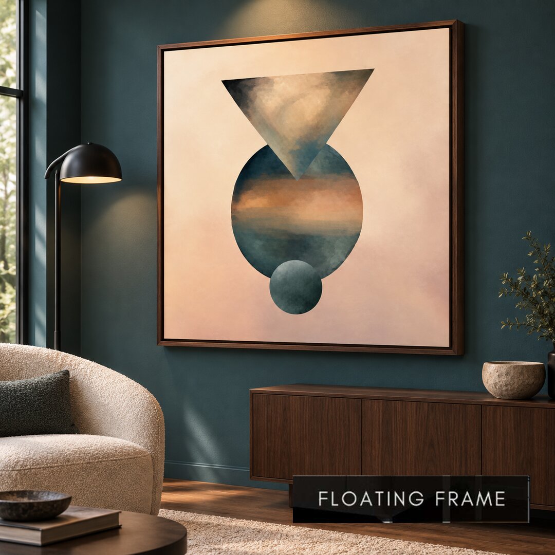 Teal and Blush Geometric Abstract Painting - Art Print