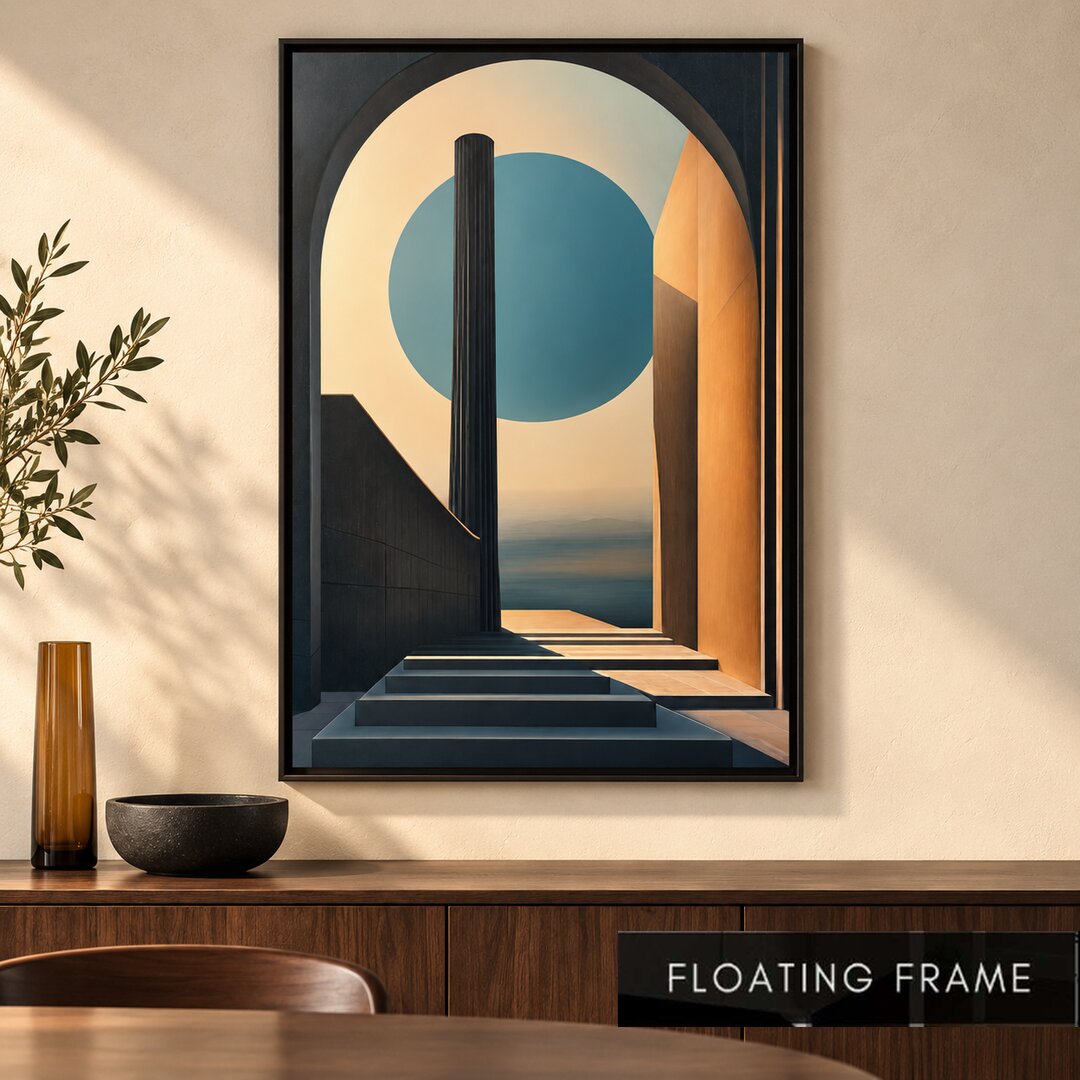 Teal Portal Geometric Architectural Painting - Art Print
