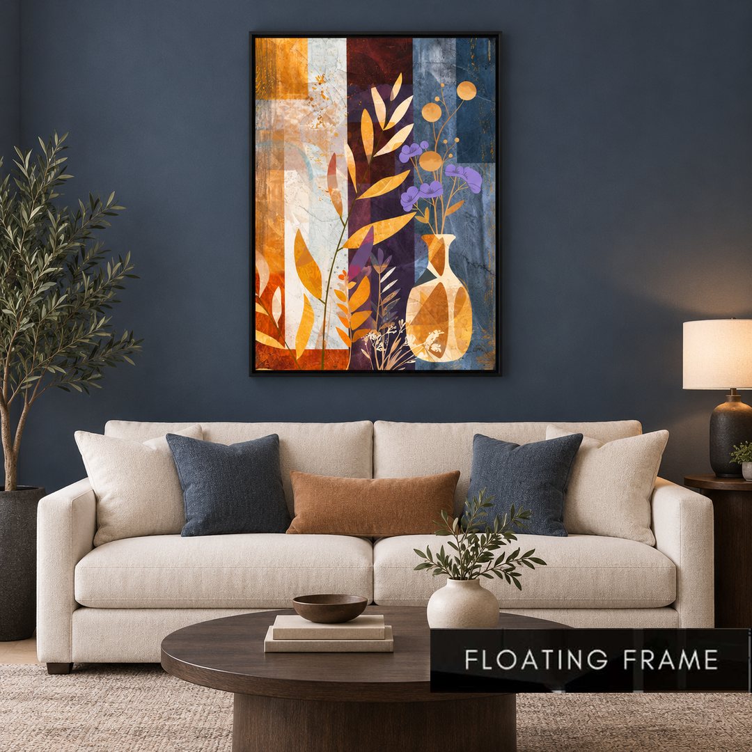Botanical Mosaic Vase Abstract Painting - Art Print