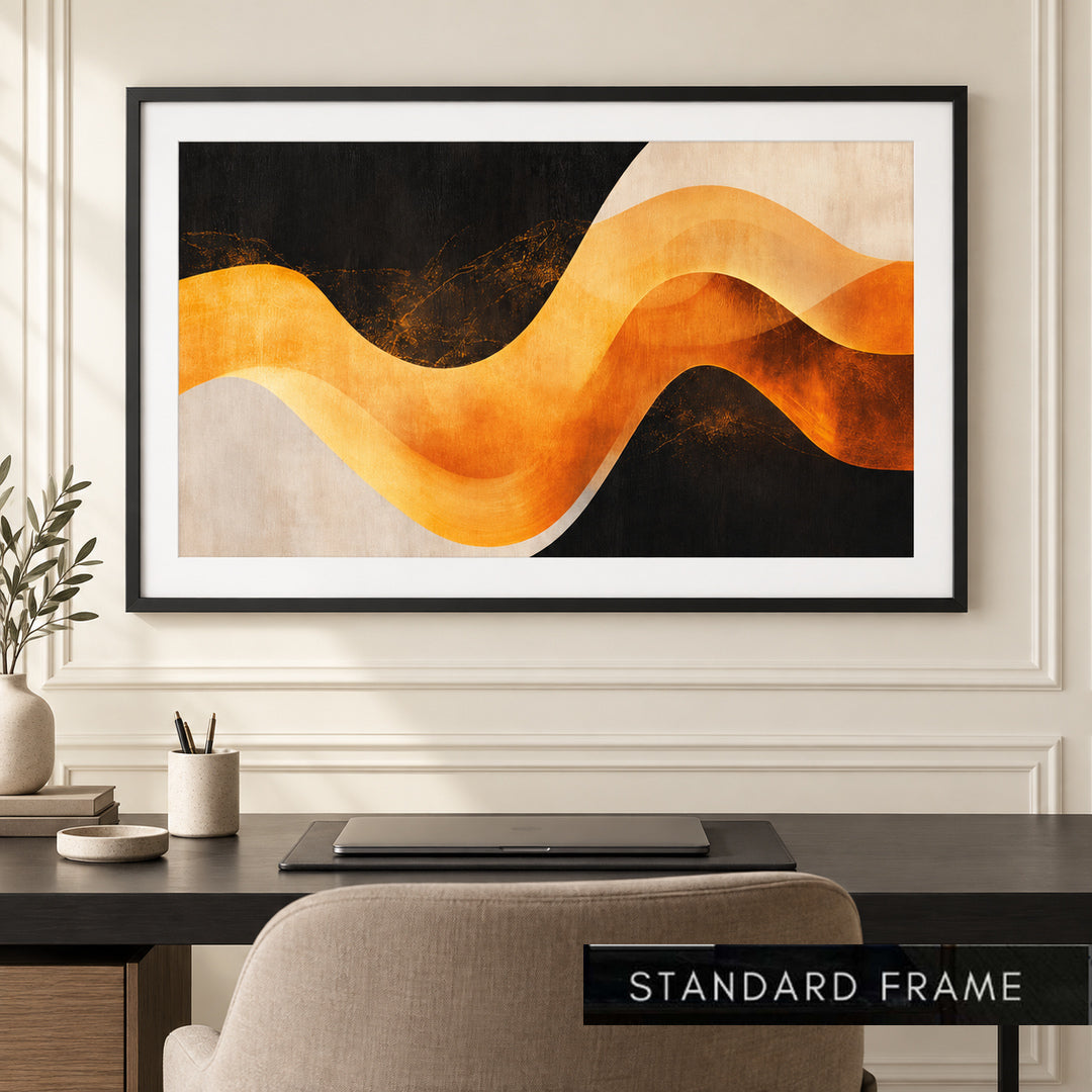 Amber Rhythm Modern Abstract Wave Painting - Art Print