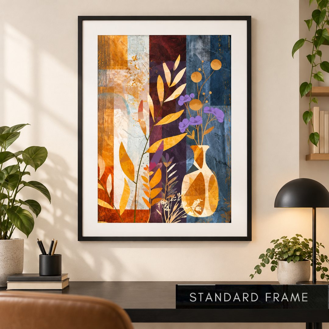 Botanical Mosaic Vase Abstract Painting - Art Print