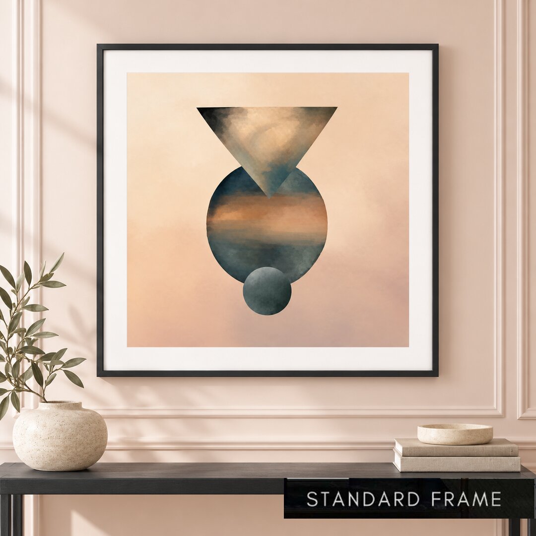 Teal and Blush Geometric Abstract Painting - Art Print