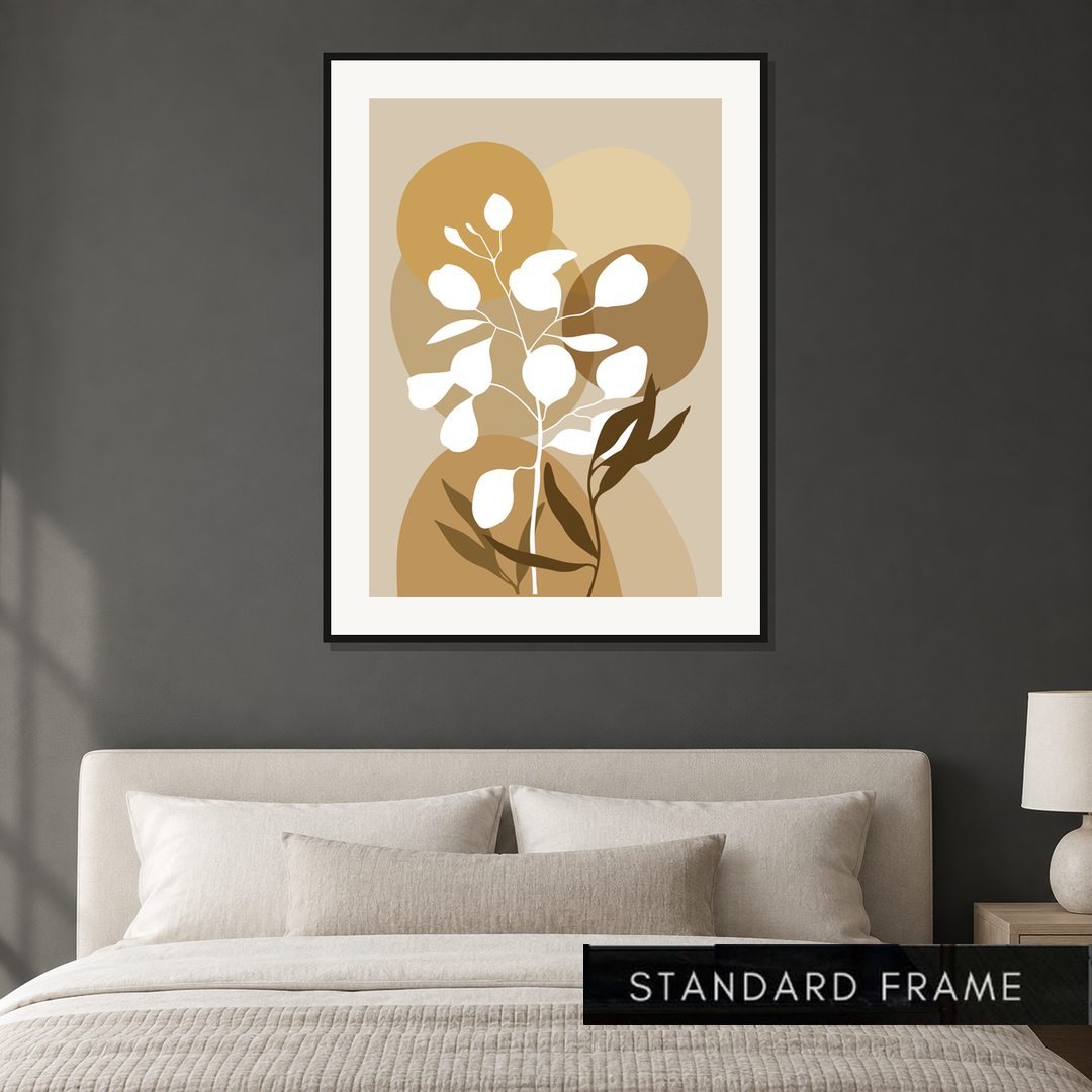 Neutral Botanical Silhouette Abstract Painting - Art Print