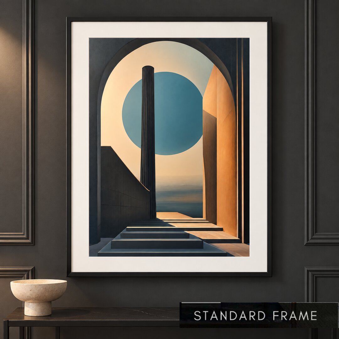 Teal Portal Geometric Architectural Painting - Art Print