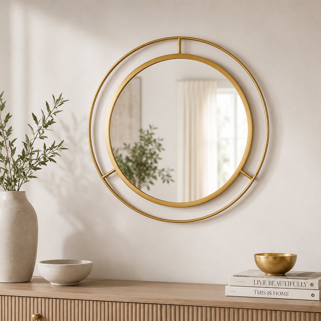 Designer Double Ring Wall Mirror
