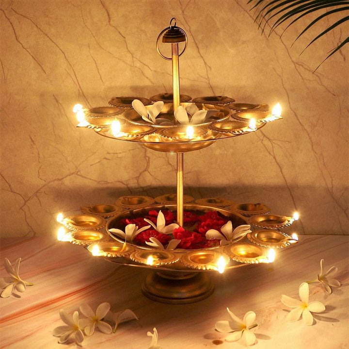 2-Tier Detachable Urli and Diya Stand Writings On The Wall Diya Urli