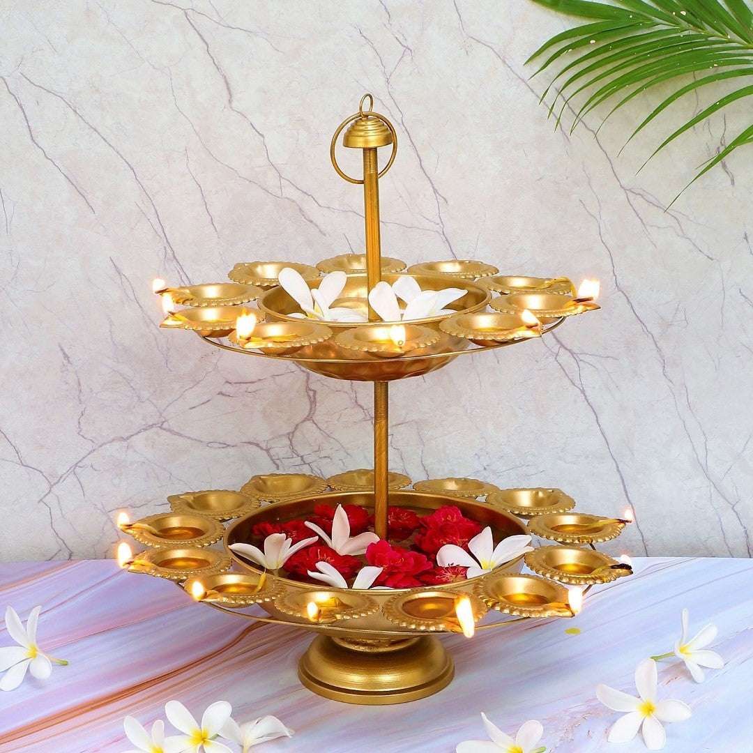 2-Tier Detachable Urli and Diya Stand Writings On The Wall Diya Urli