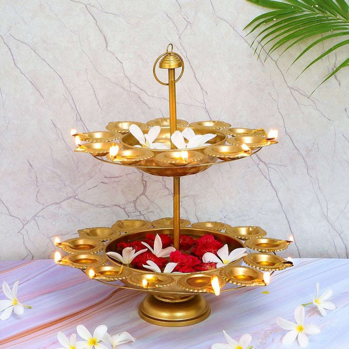 2-Tier Detachable Urli and Diya Stand Writings On The Wall Diya Urli