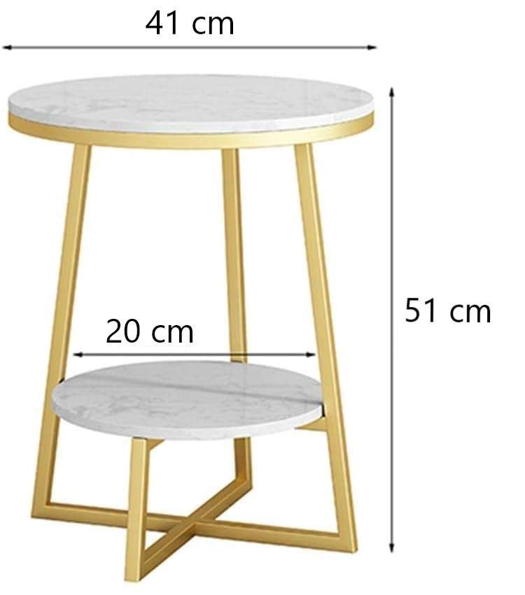 2-Tier Round Side Table with Marble Top Writings On The Wall side table