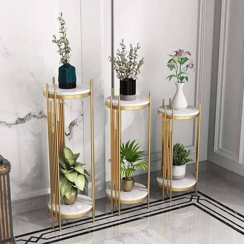2-Tier Round Top Pot Planter Stand - Set of 3 Writings On The Wall side table