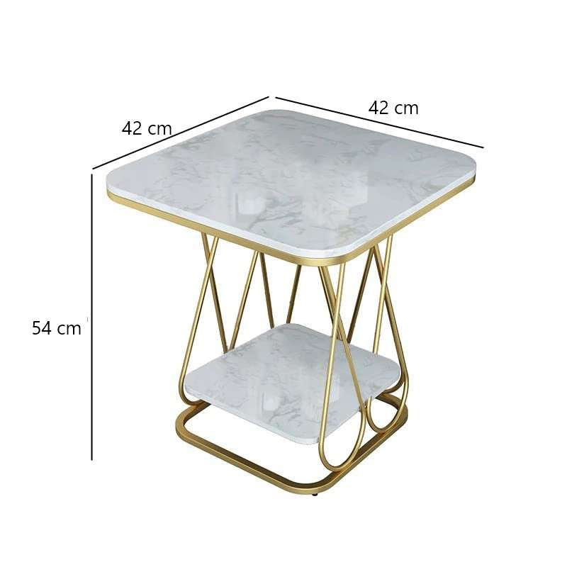 2-Tier Square Side Table with Marble Top Writings On The Wall side table