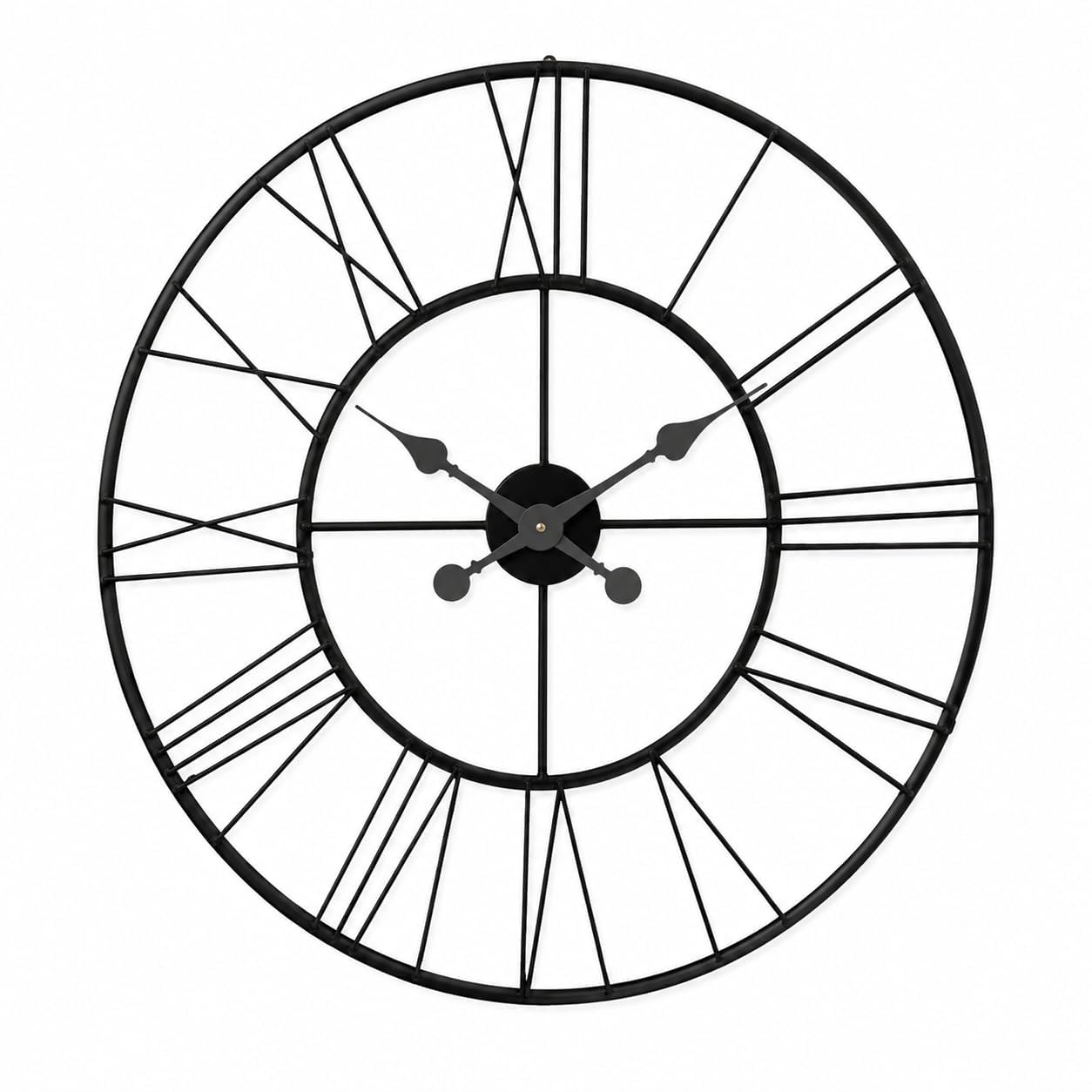 Black Roman Numeral Metal Wall Clock