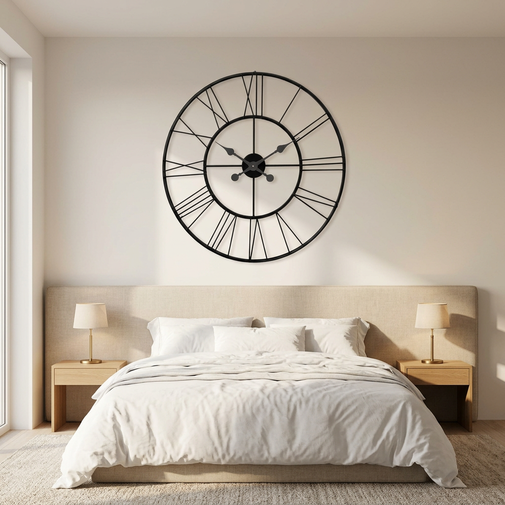 Black Roman Numeral Metal Wall Clock