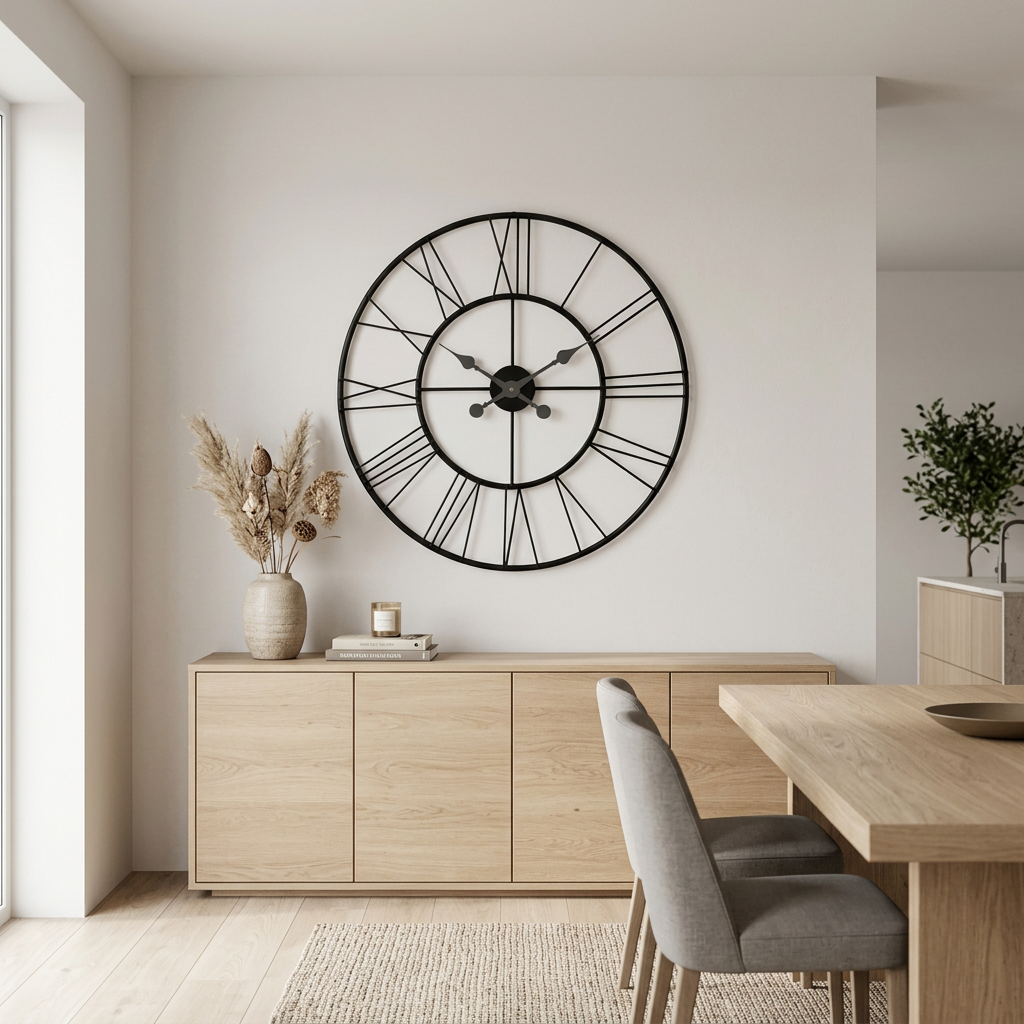 Black Roman Numeral Metal Wall Clock