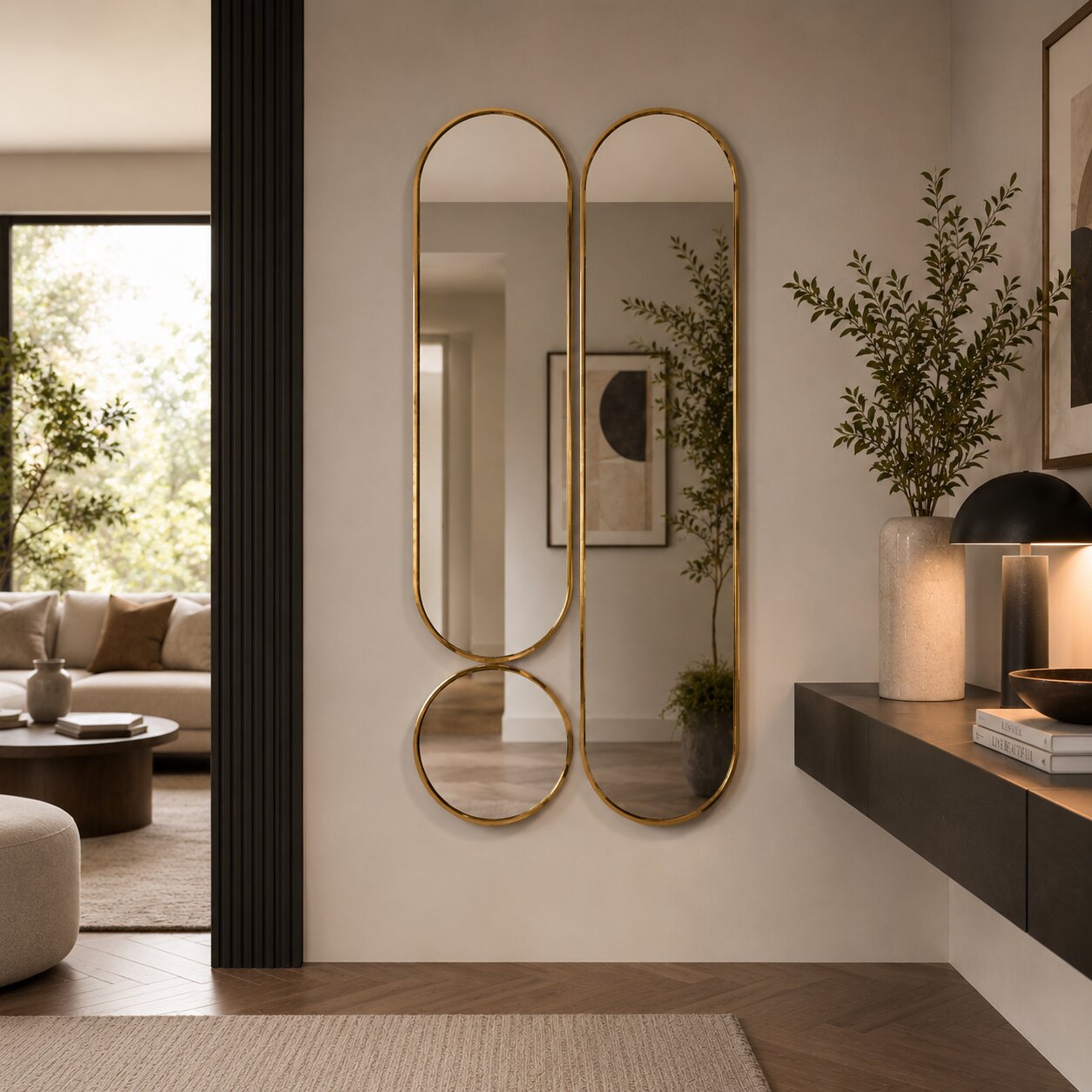 Full Length Decorative Wall Mirror - Set of 3