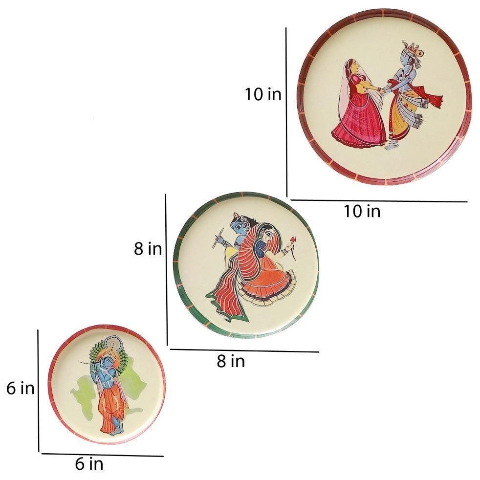 Radha Krishna Metal Wall Plates - Set of 5