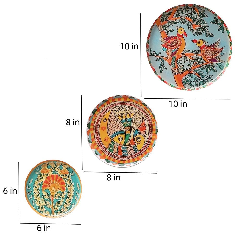 Fish and Birds Metal Wall Plates - Set of 5