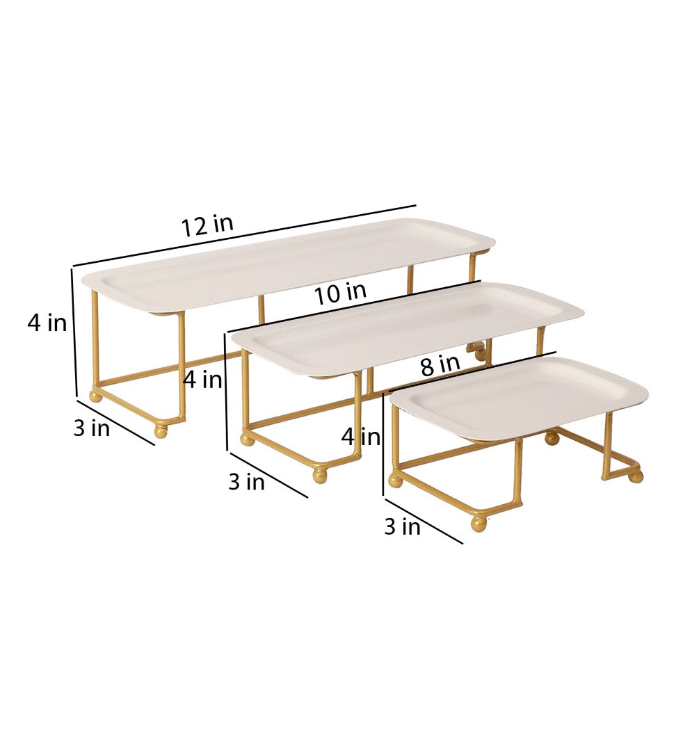 Steps Rectangular Metal Serving Platter - Set of 3