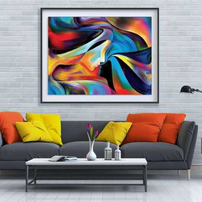 Abstract Couple Painting Writings On The Wall Canvas Print