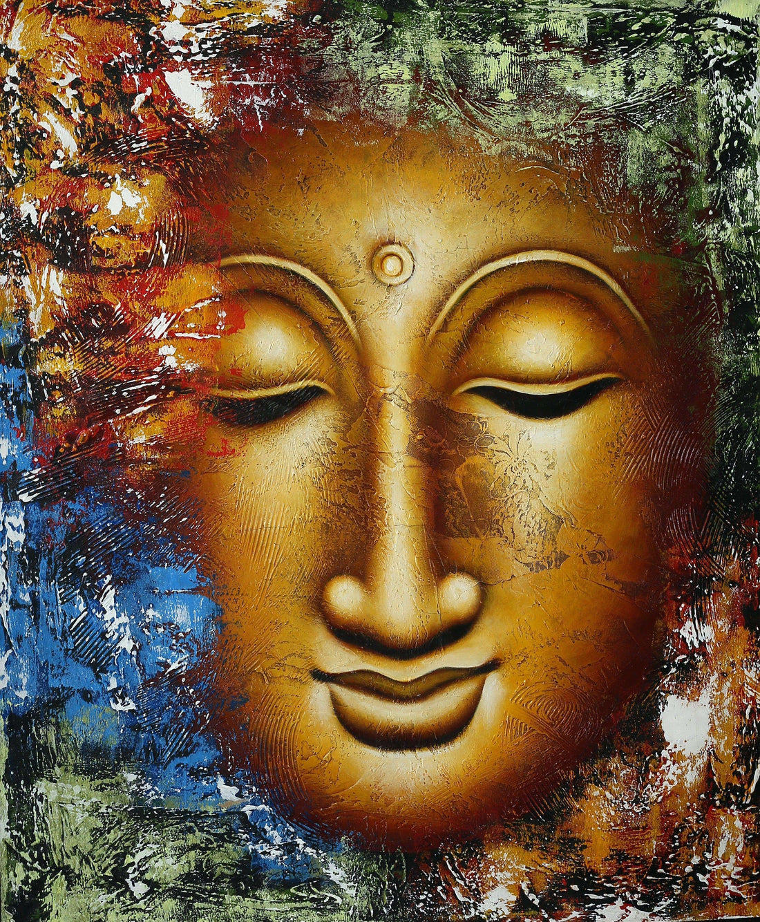 Abstract Gold Buddha Handmade Acrylic Painting Writings On The Wall Oil Painting