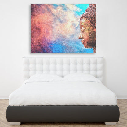 Abstract Side-face Buddha Painting Writings On The Wall Canvas Print