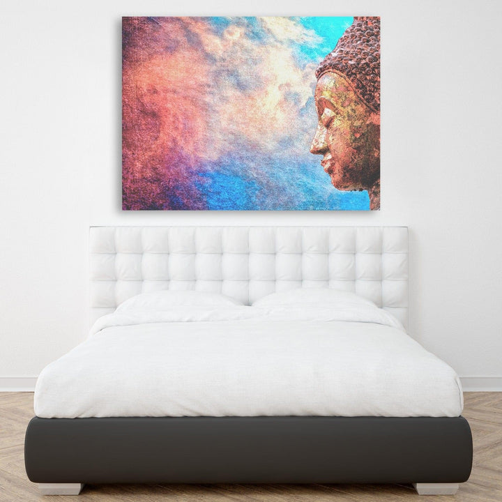 Abstract Side-face Buddha Painting Writings On The Wall Canvas Print