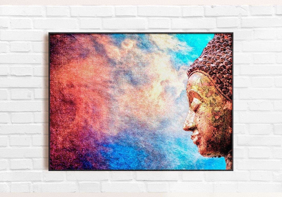 Abstract Side-face Buddha Painting Writings On The Wall Canvas Print