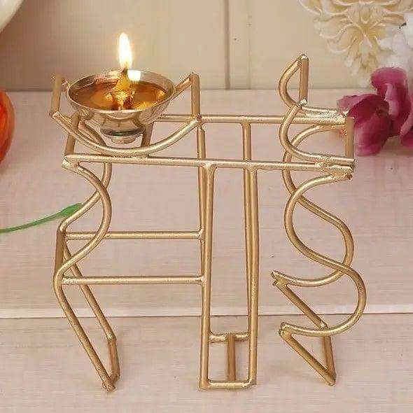 Akhand Brass Diya - Sai Design Writings On The Wall Diya