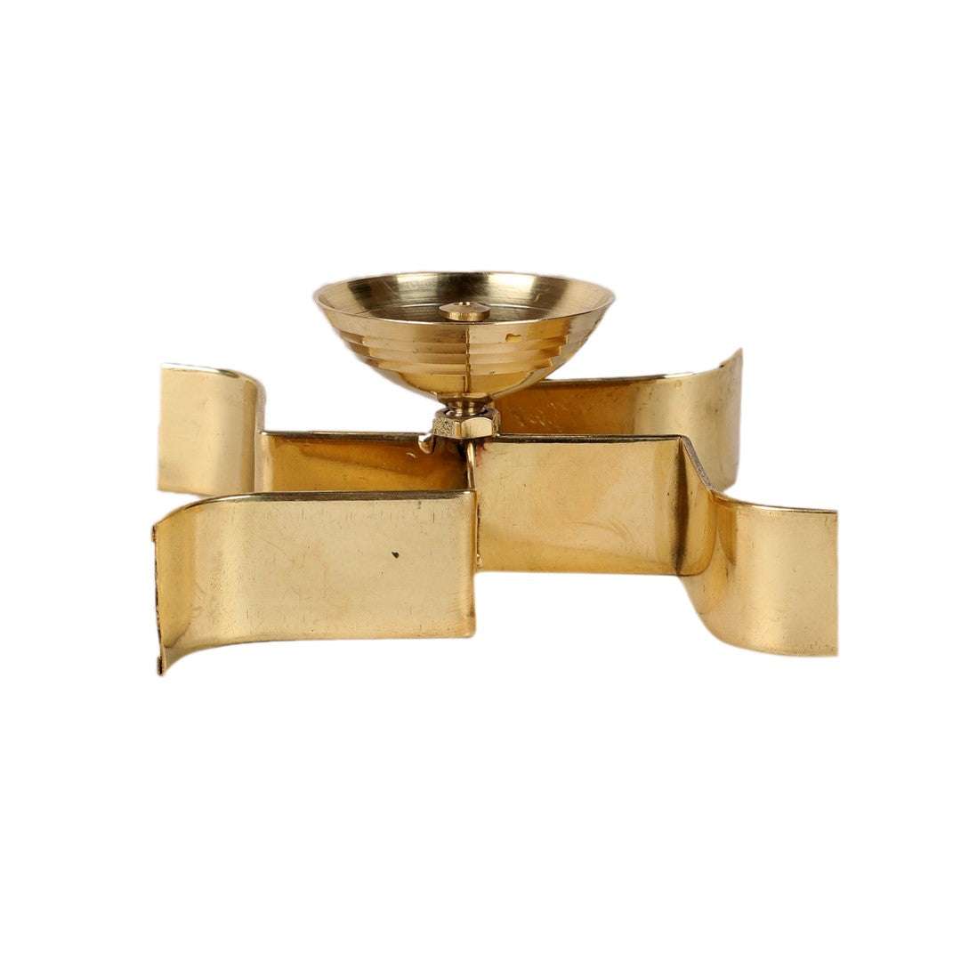 Akhand Brass Diya Set of 2 - Swastik Satiya Design Writings On The Wall Diya