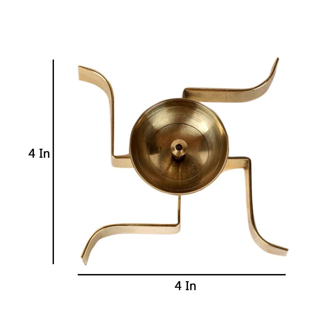 Akhand Brass Diya Set of 2 - Swastik Satiya Design Writings On The Wall Diya