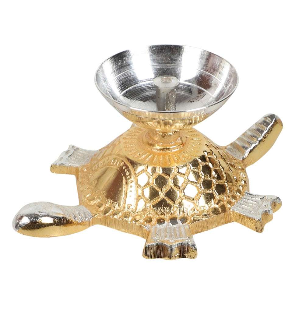 Akhand Brass Diya - Tortoise Design Writings On The Wall Diya