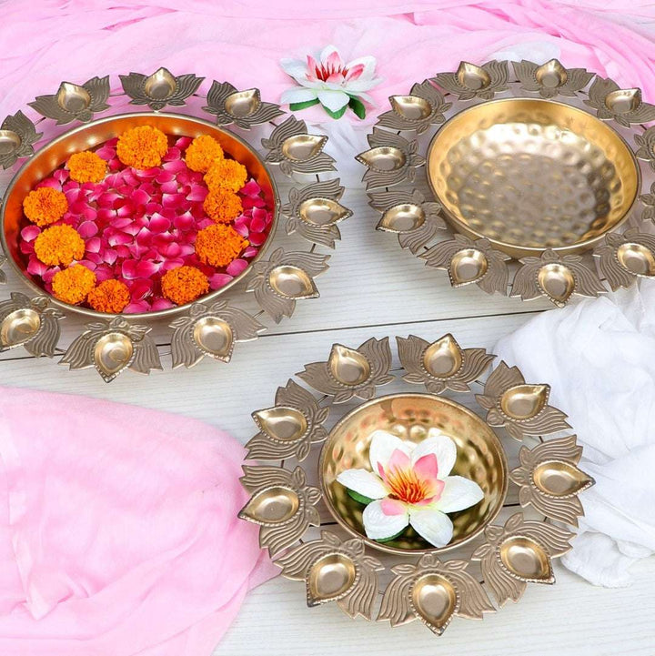 Akhand Diya Urli Set of 3 Writings On The Wall Diya Urli