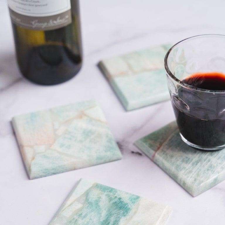 Amazonite Square Coasters - Set of 4 Writings On The Wall Coasters