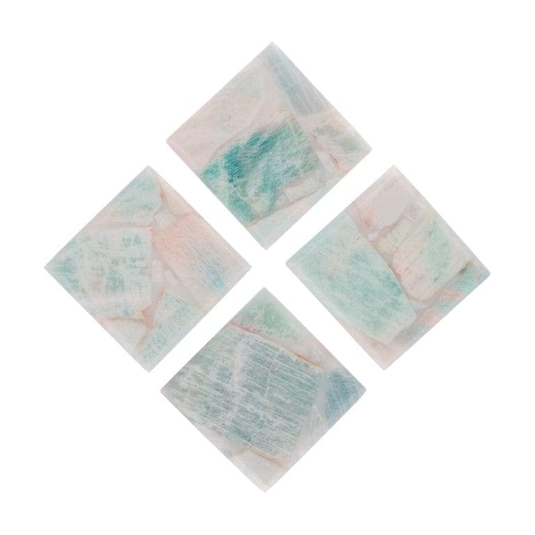 Amazonite Square Coasters - Set of 4 Writings On The Wall Coasters