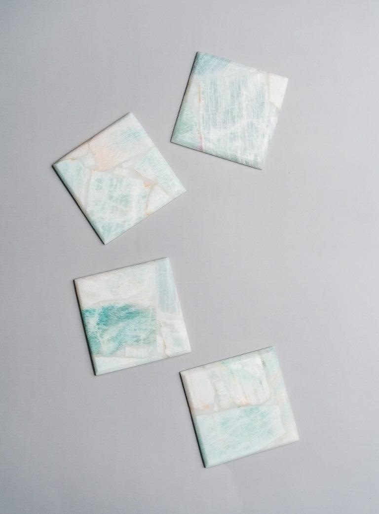 Amazonite Square Coasters - Set of 4 Writings On The Wall Coasters